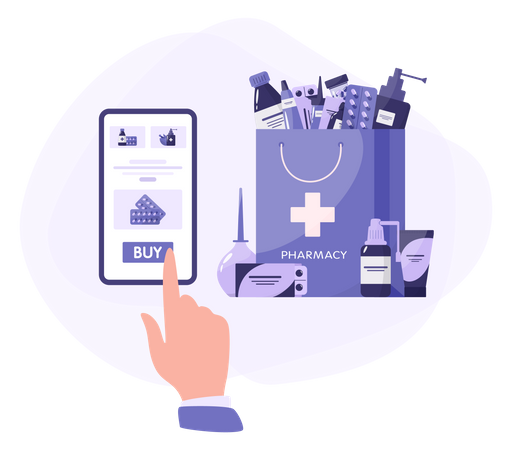 Aplicación para comprar medicamentos en línea  Ilustración