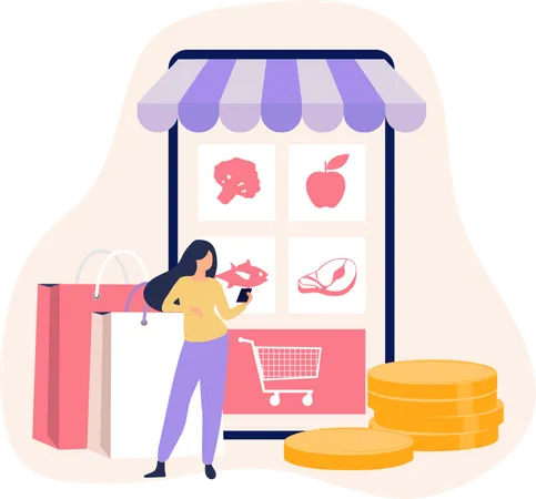 Aplicación para hacer compras  Ilustración