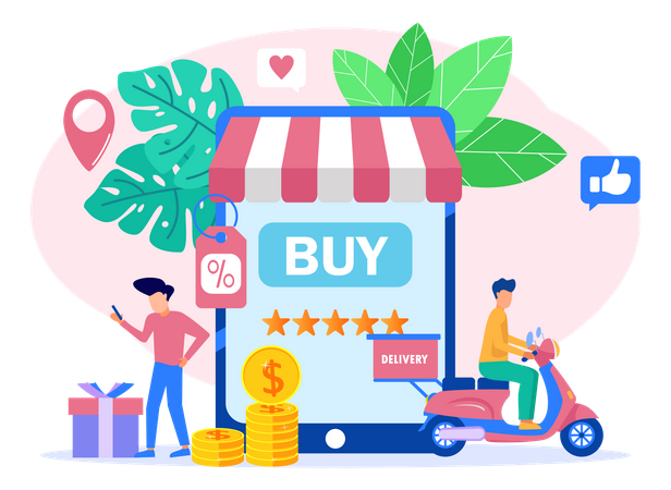 Aplicación de compras digitales  Ilustración