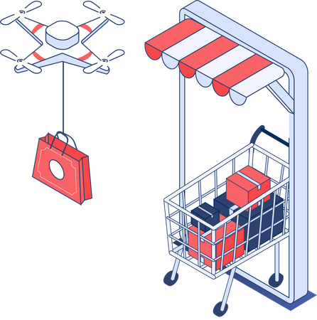 Aplicación de compras en línea  Ilustración