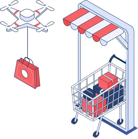 Aplicación de compras en línea  Ilustración