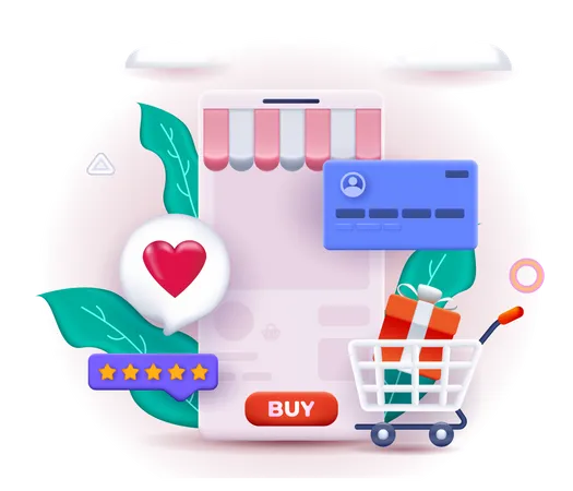 Aplicación de compras en línea  Ilustración