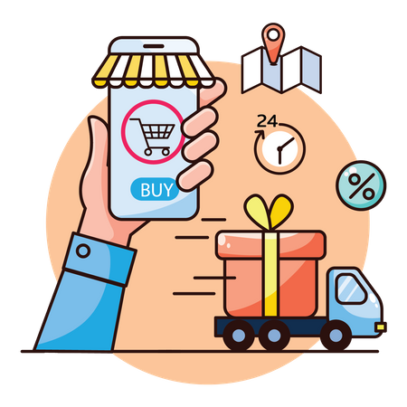 Aplicación de compras en línea  Ilustración