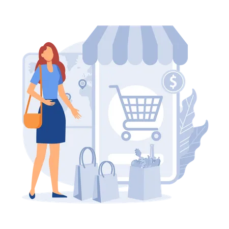 Aplicación de compras en línea  Ilustración