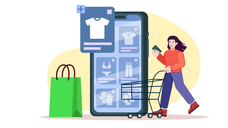 Aplicación de compras en línea  Ilustración