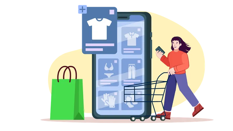 Aplicación de compras en línea  Ilustración