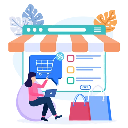 Aplicación de compras en línea  Ilustración