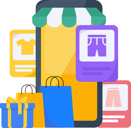 Aplicación de compras móvil  Ilustración