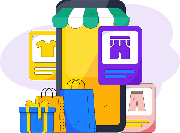 Aplicación de compras en línea  Ilustración