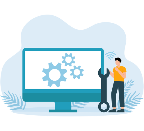 Aplicación de configuración del sistema descargada en la computadora  Illustration