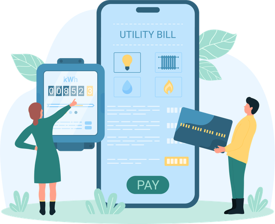 Aplicación de factura de servicios públicos en línea  Illustration