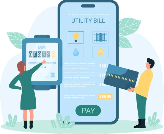 Aplicación de factura de servicios públicos en línea  Illustration