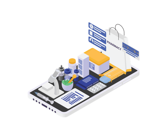 Aplicación de farmacia en línea  Ilustración
