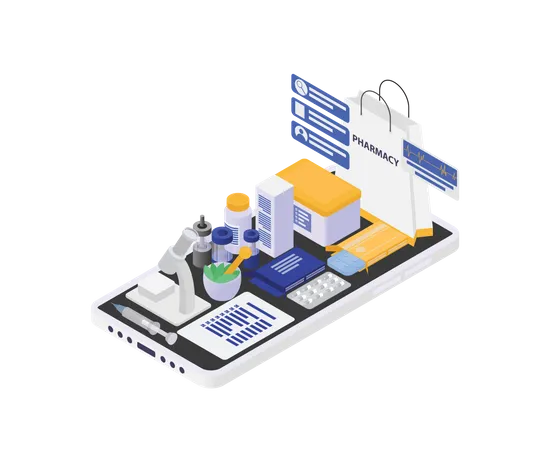 Aplicación de farmacia en línea  Ilustración