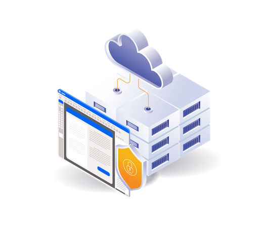 Aplicación profesional de gestión de seguridad de tecnología de servidor en la nube  Ilustración