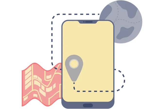 Aplicación de mapas de viaje en teléfono inteligente  Ilustración