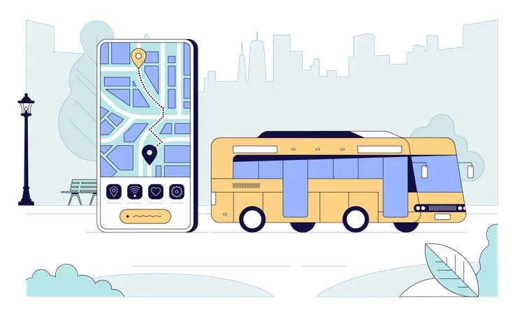 Aplicación de mapas y autobuses urbanos  Ilustración