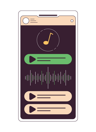 Aplicación de música en la pantalla del teléfono inteligente  Ilustración