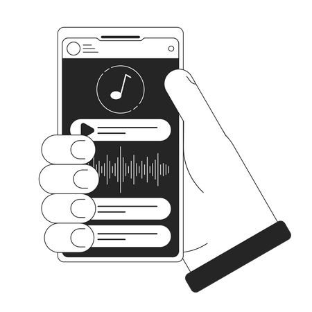 Aplicación de música en teléfono inteligente  Ilustración