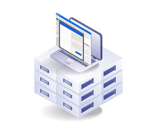 Aplicación de procesamiento de bases de datos del servidor  Ilustración