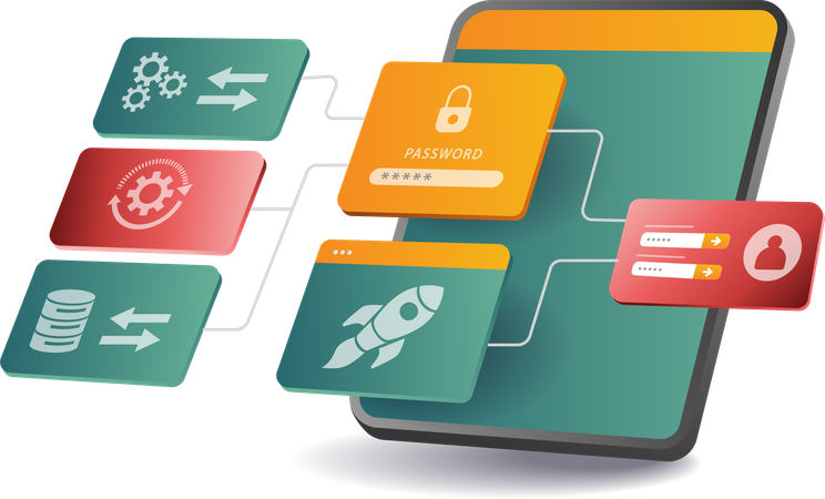 Aplicación de prueba del sistema empresarial de tabletas  Ilustración