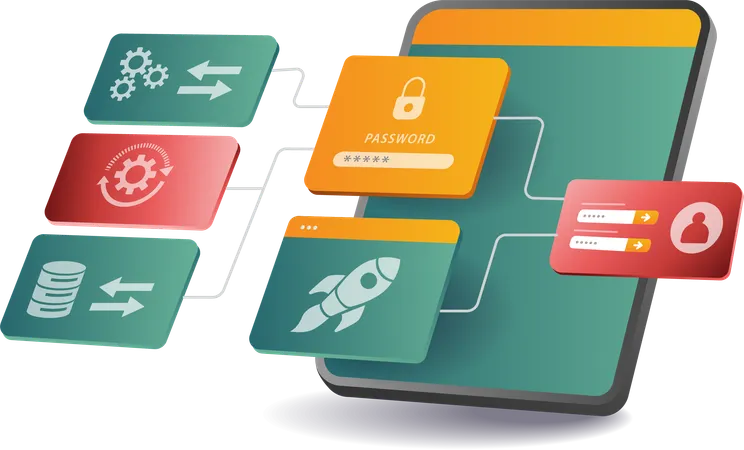 Aplicación de prueba del sistema empresarial de tabletas  Ilustración