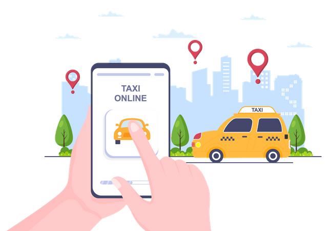 Aplicación de reserva de taxis en línea  Ilustración