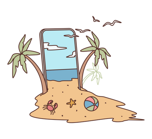 Aplicación para reservar vacaciones en la playa  Ilustración