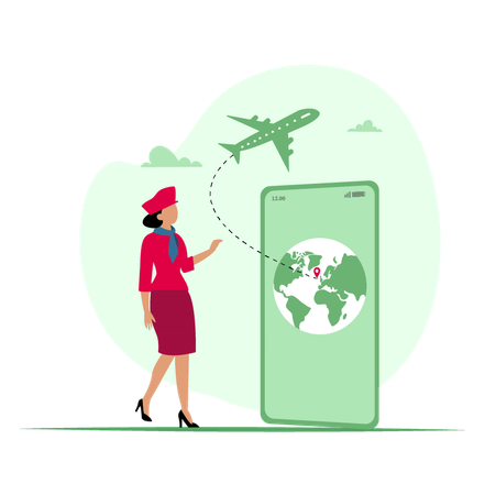 Aplicación de reserva de vuelos y viajes  Ilustración
