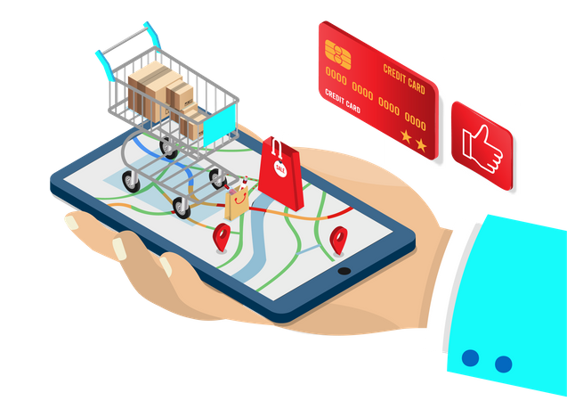 Aplicación de seguimiento de entrega de compras en línea  Ilustración