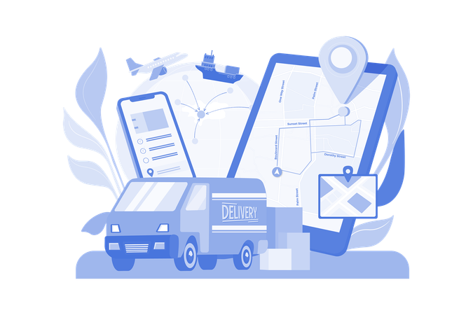 Aplicación de seguimiento de entrega  Ilustración