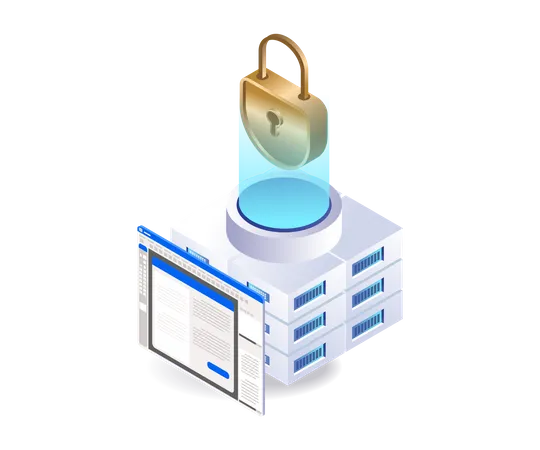 Aplicación de seguridad de base de datos del servidor central  Ilustración