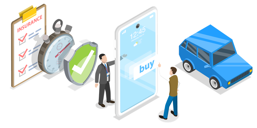 Aplicación de seguro de coche móvil  Ilustración