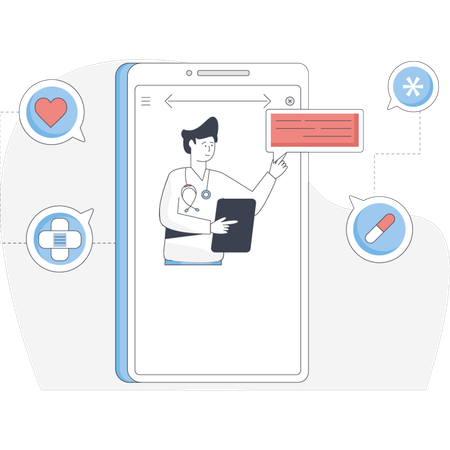 Aplicación de servicio médico en línea instalada  Ilustración