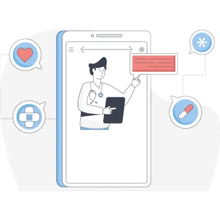 Aplicación de servicio médico en línea instalada  Ilustración