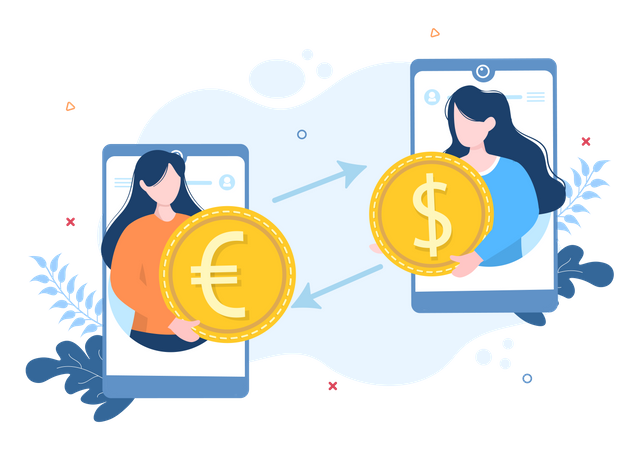 Aplicación de servicios de cambio de moneda  Illustration