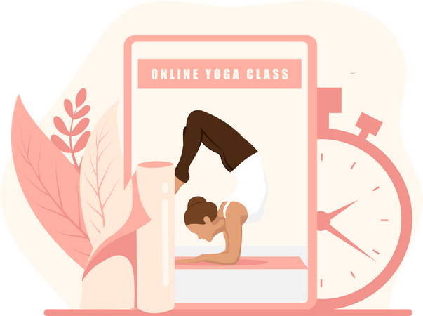 Aplicación de yoga en línea  Ilustración