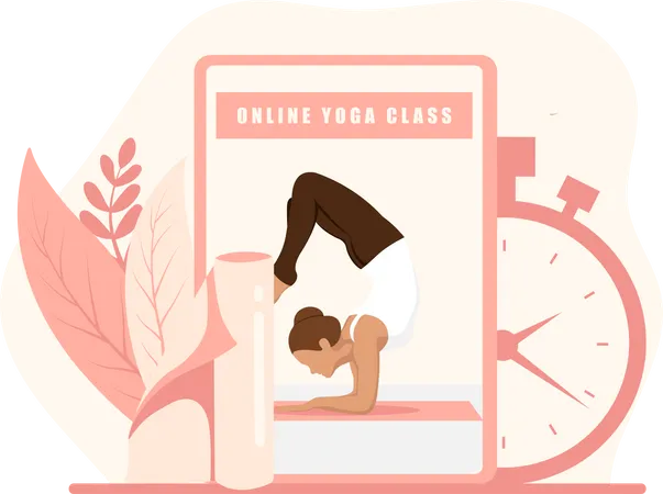 Aplicación de yoga en línea  Ilustración