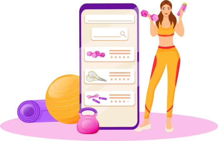 Aplicación de fitness en línea  Ilustración