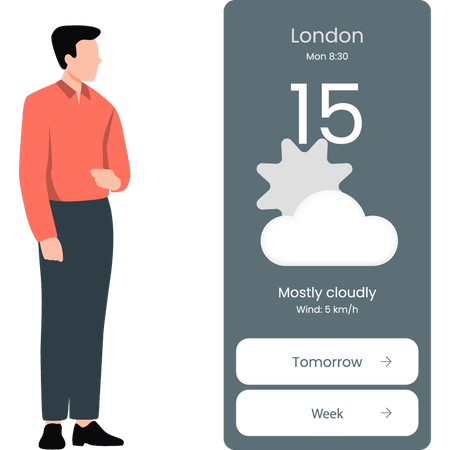 Un hombre lanzó una aplicación meteorológica en Londres  Ilustración