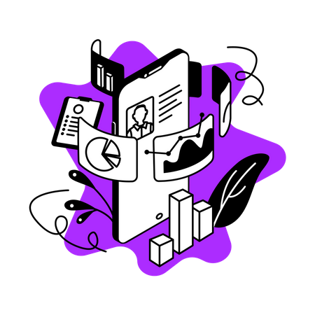 Aplicación móvil de análisis de datos  Ilustración