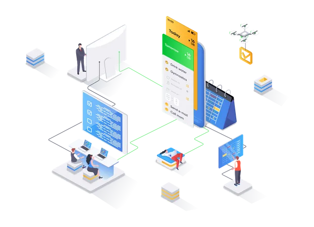 Aplicación móvil para planificación empresarial.  Ilustración