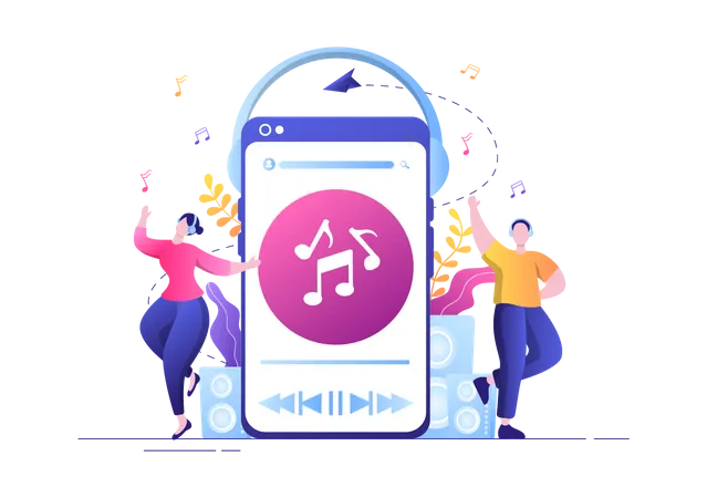 Aplicación para escuchar música  Ilustración