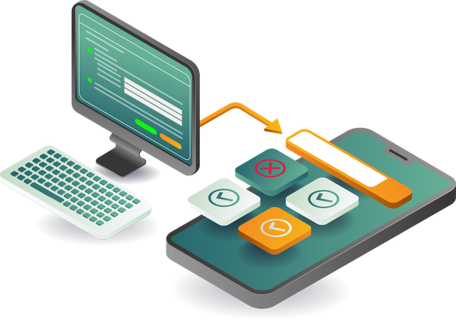 Aplicación para probar tecnología de teléfonos inteligentes con capacidad de respuesta  Ilustración