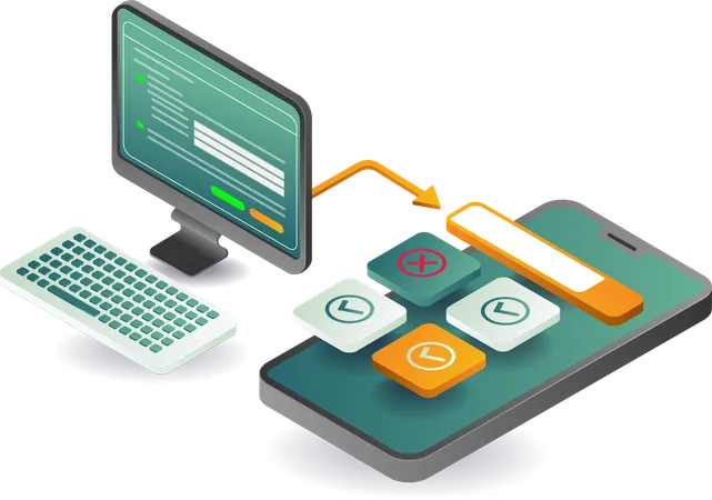 Aplicación para probar tecnología de teléfonos inteligentes con capacidad de respuesta  Ilustración