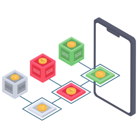 Aplicación de pisado de criptomonedas  Ilustración