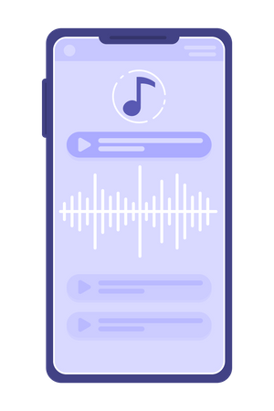 Aplicación de reproductor de música en el teléfono móvil.  Ilustración