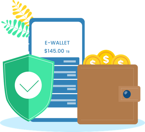 Aplicación segura E-Wallet  Illustration