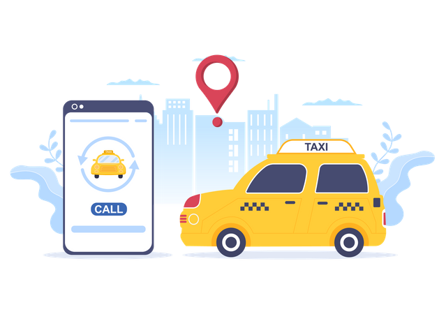 Aplicación de servicio de taxi  Ilustración