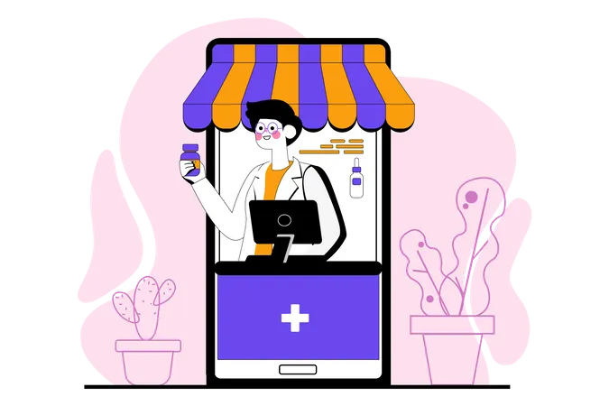 Aplicación de tienda de farmacia móvil  Ilustración